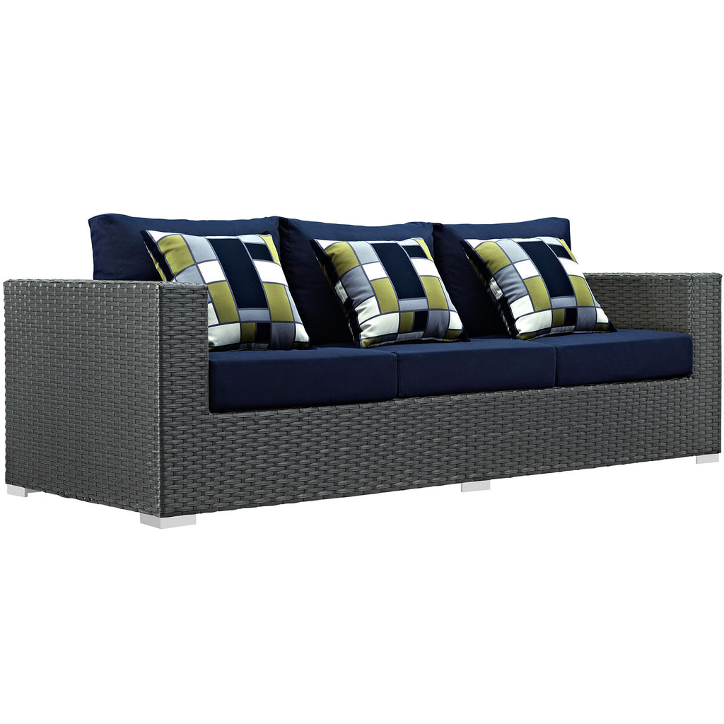 Sojourn 3 Piece Outdoor Patio Sunbrella Sectional Set in Canvas Navy-2