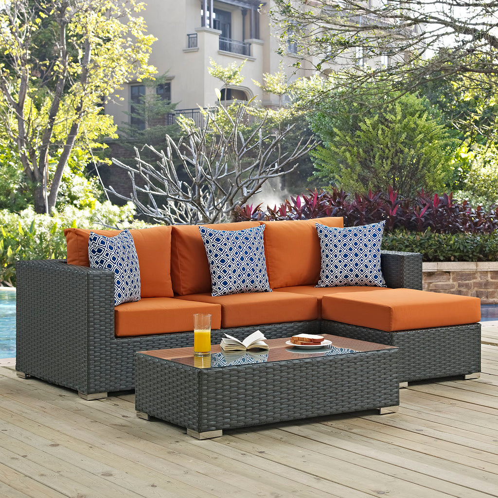 Sojourn 3 Piece Outdoor Patio Sunbrella Sectional Set in Canvas Tuscan-2