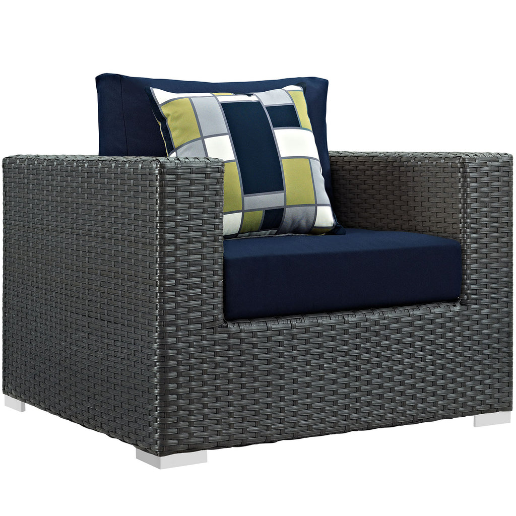 Sojourn 3 Piece Outdoor Patio Sunbrella Sectional Set in Canvas Navy-1