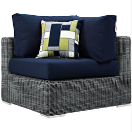 Summon 5 Piece Outdoor Patio Sunbrella Sectional Set-Canvas Navy-1