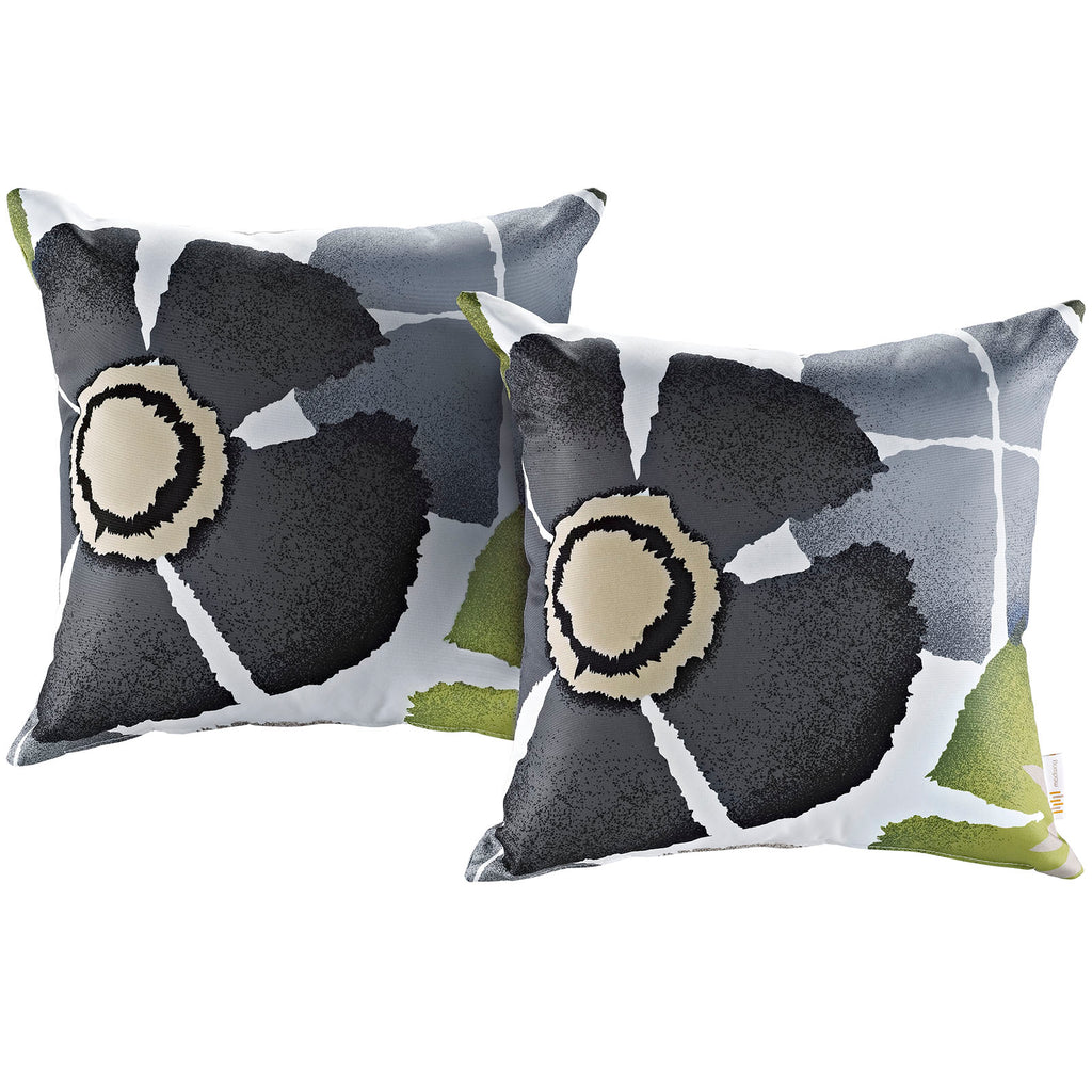 Modway Two Piece Outdoor Patio Pillow Set in Botanical