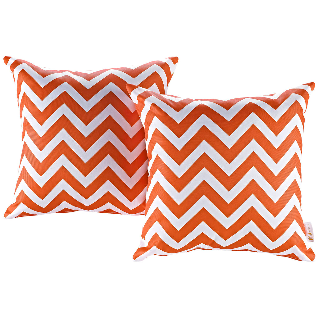 Modway Two Piece Outdoor Patio Pillow Set in Chevron