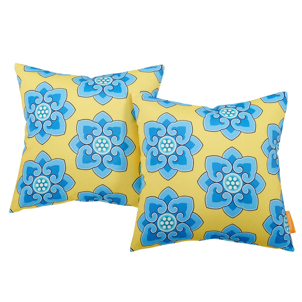 Modway Two Piece Outdoor Patio Pillow Set in Cornflower