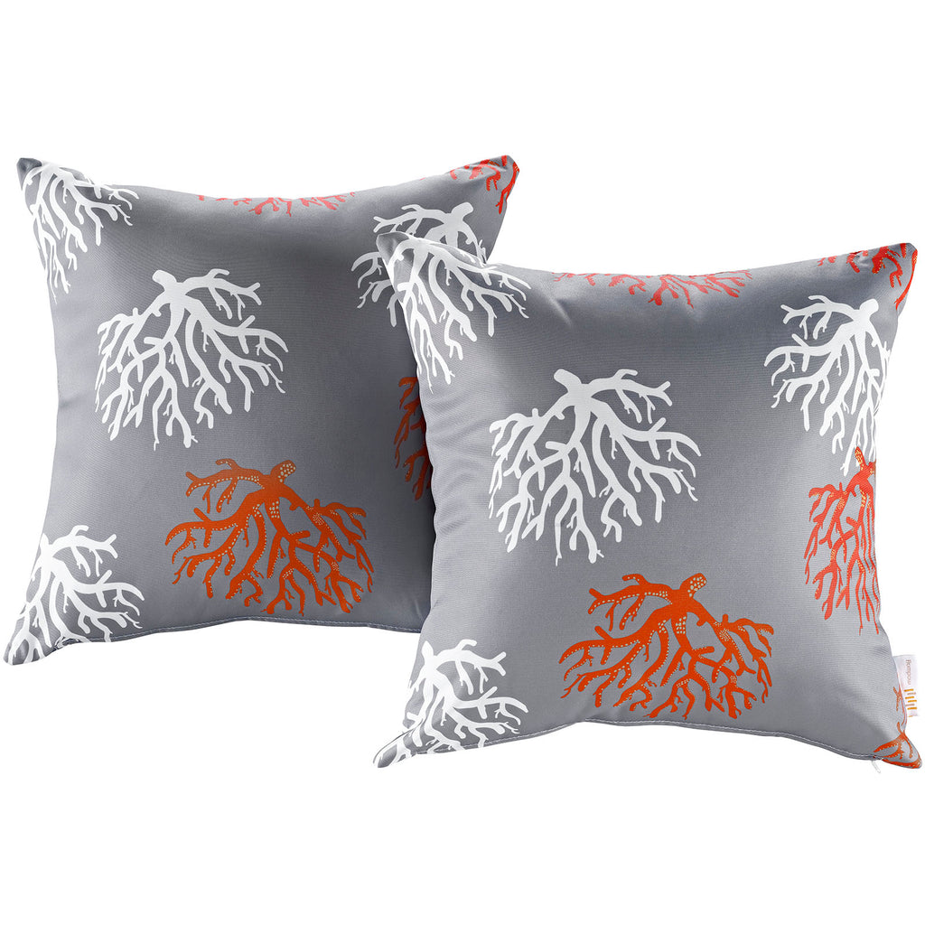 Modway Two Piece Outdoor Patio Pillow Set in Orchard
