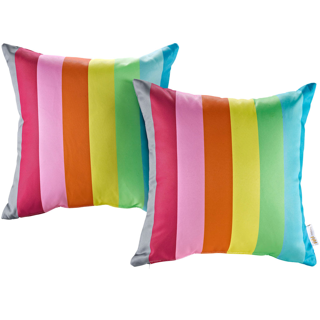 Modway Two Piece Outdoor Patio Pillow Set in Rainbow