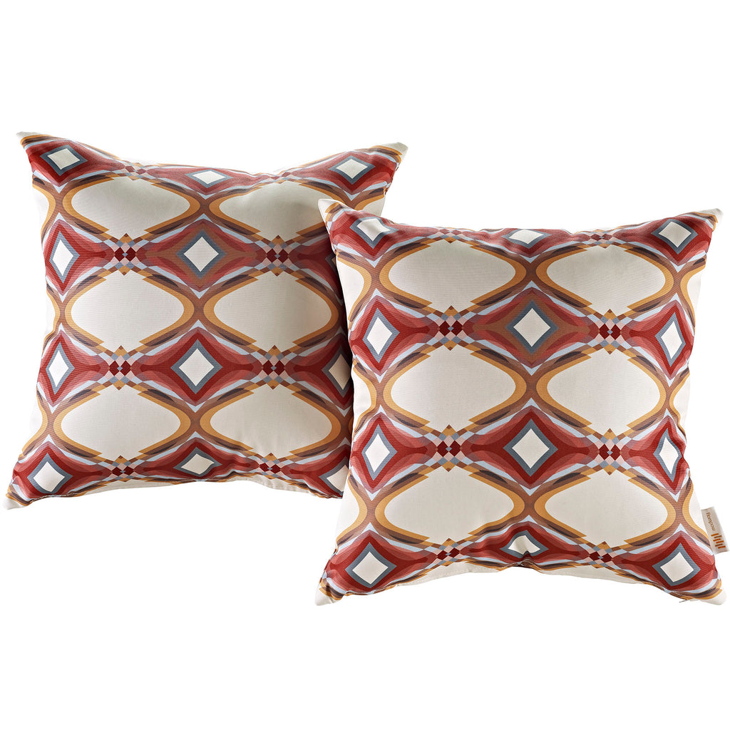 Modway Two Piece Outdoor Patio Pillow Set in Repeat