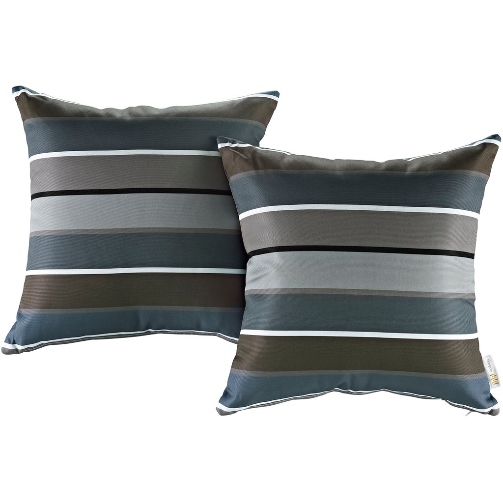 Modway Two Piece Outdoor Patio Pillow Set in Stripe