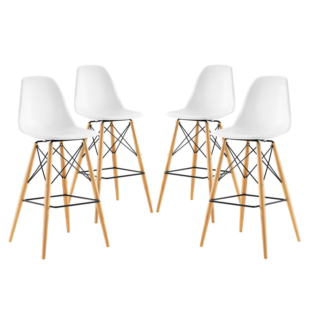 Pyramid Dining Side Bar Stool Set of 4 in White