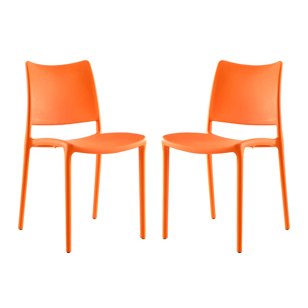 Hipster Dining Side Chair Set of 2 in Orange