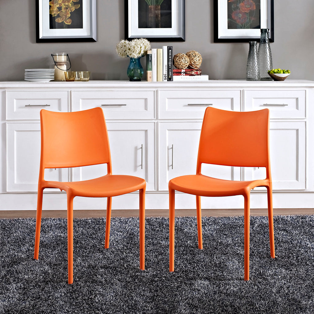 Hipster Dining Side Chair Set of 2 in Orange