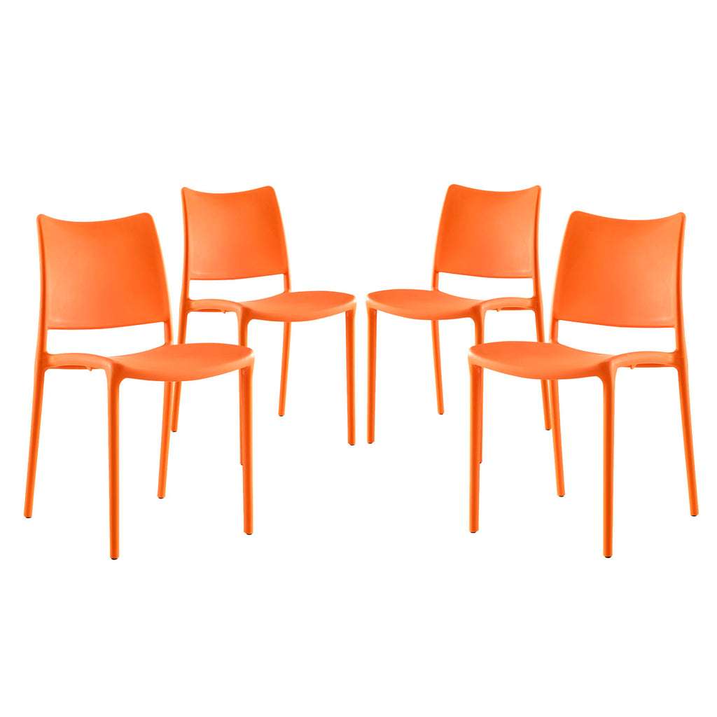 Hipster Dining Side Chair Set of 4 in Orange