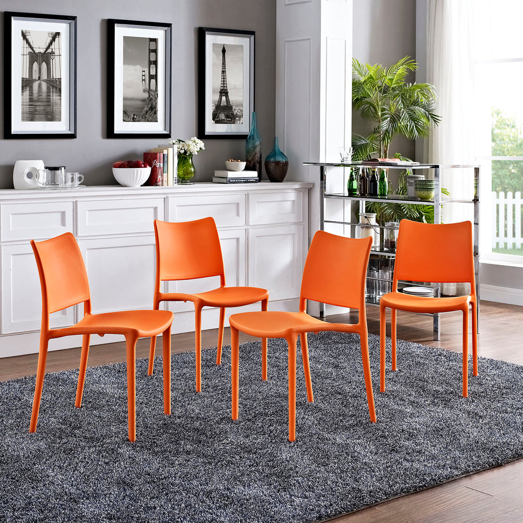 Hipster Dining Side Chair Set of 4 in Orange