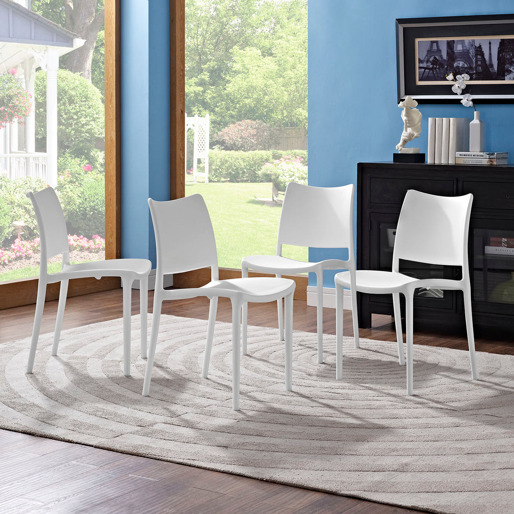 Hipster Dining Side Chair Set of 4 in White