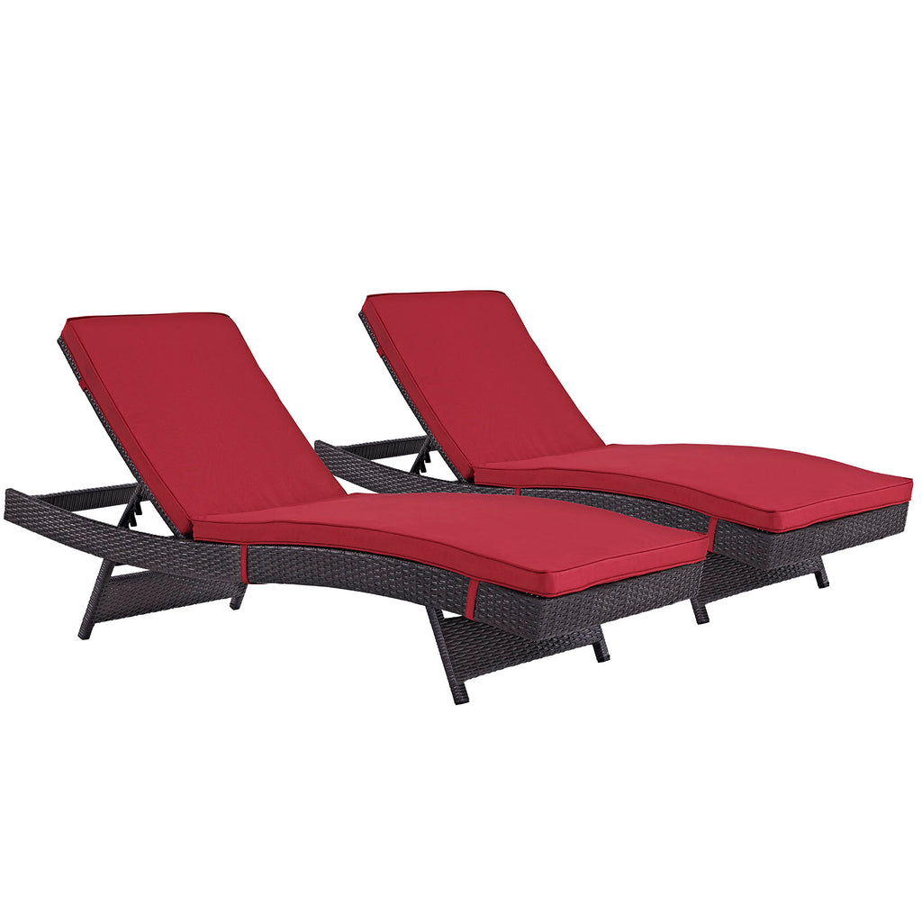 Convene Chaise Outdoor Patio Set of 2 in Espresso Red