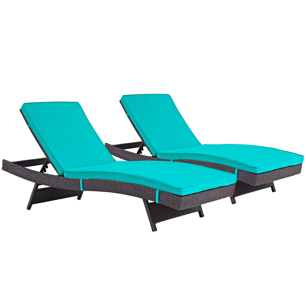 Convene Chaise Outdoor Patio Set of 2 in Espresso Turquoise
