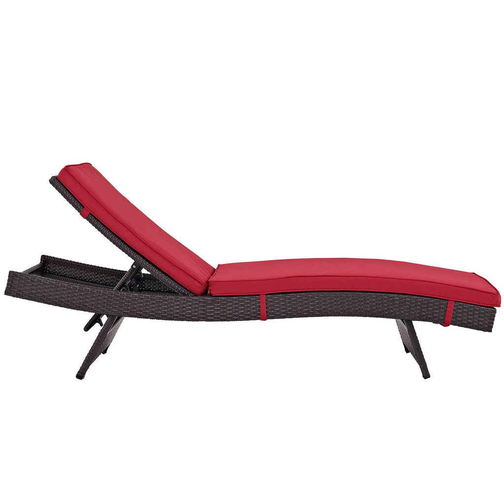 Convene Chaise Outdoor Patio Set of 4 in Espresso Red