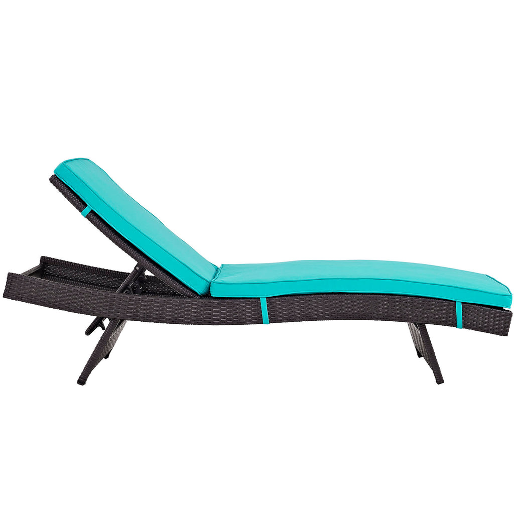 Convene Chaise Outdoor Patio Set of 4 in Espresso Turquoise