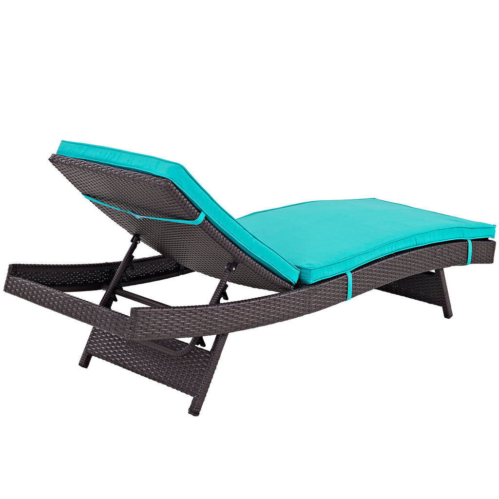 Convene Chaise Outdoor Patio Set of 4 in Espresso Turquoise