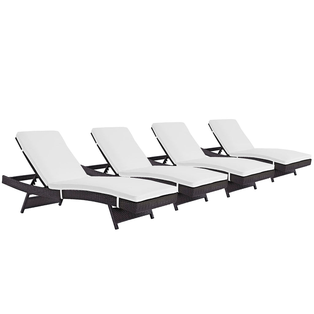 Convene Chaise Outdoor Patio Set of 4 in Espresso White