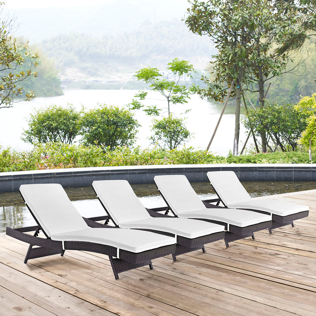 Convene Chaise Outdoor Patio Set of 4 in Espresso White