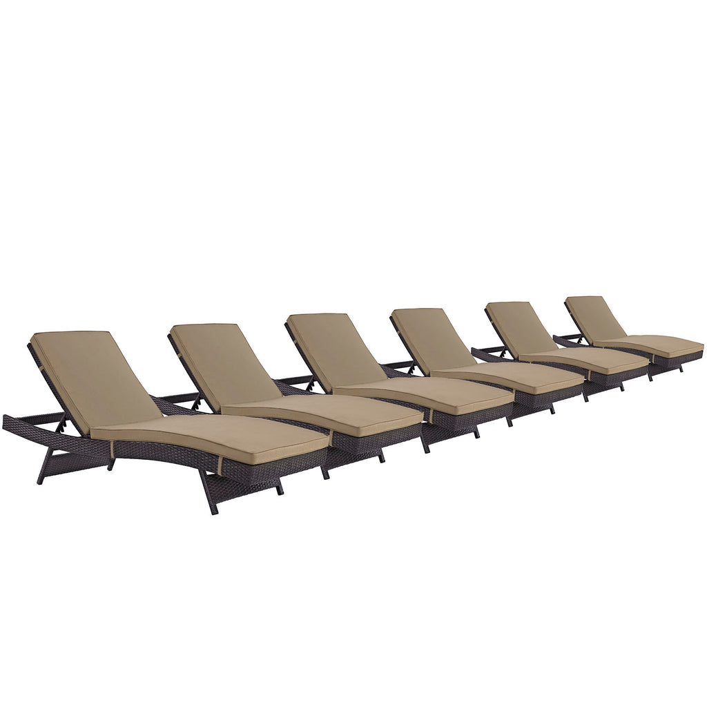 Convene Chaise Outdoor Patio Set of 6 in Espresso Mocha