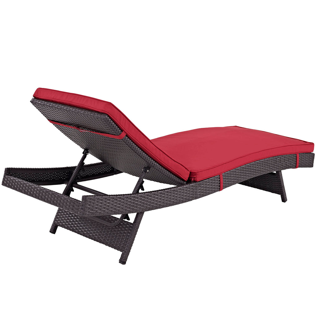 Convene Chaise Outdoor Patio Set of 6 in Espresso Red