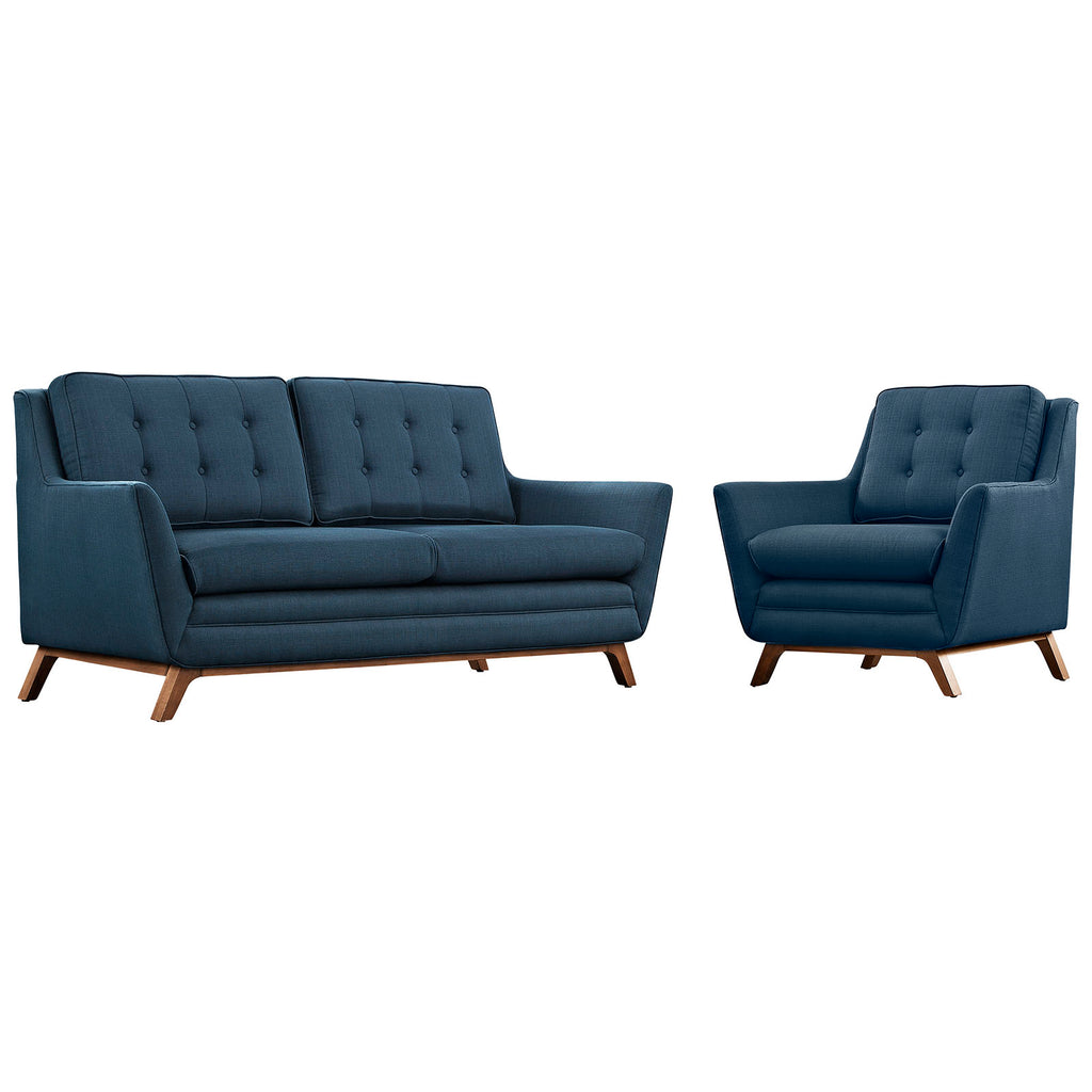 Beguile Living Room Set Upholstered Fabric Set of 2 in Azure-3