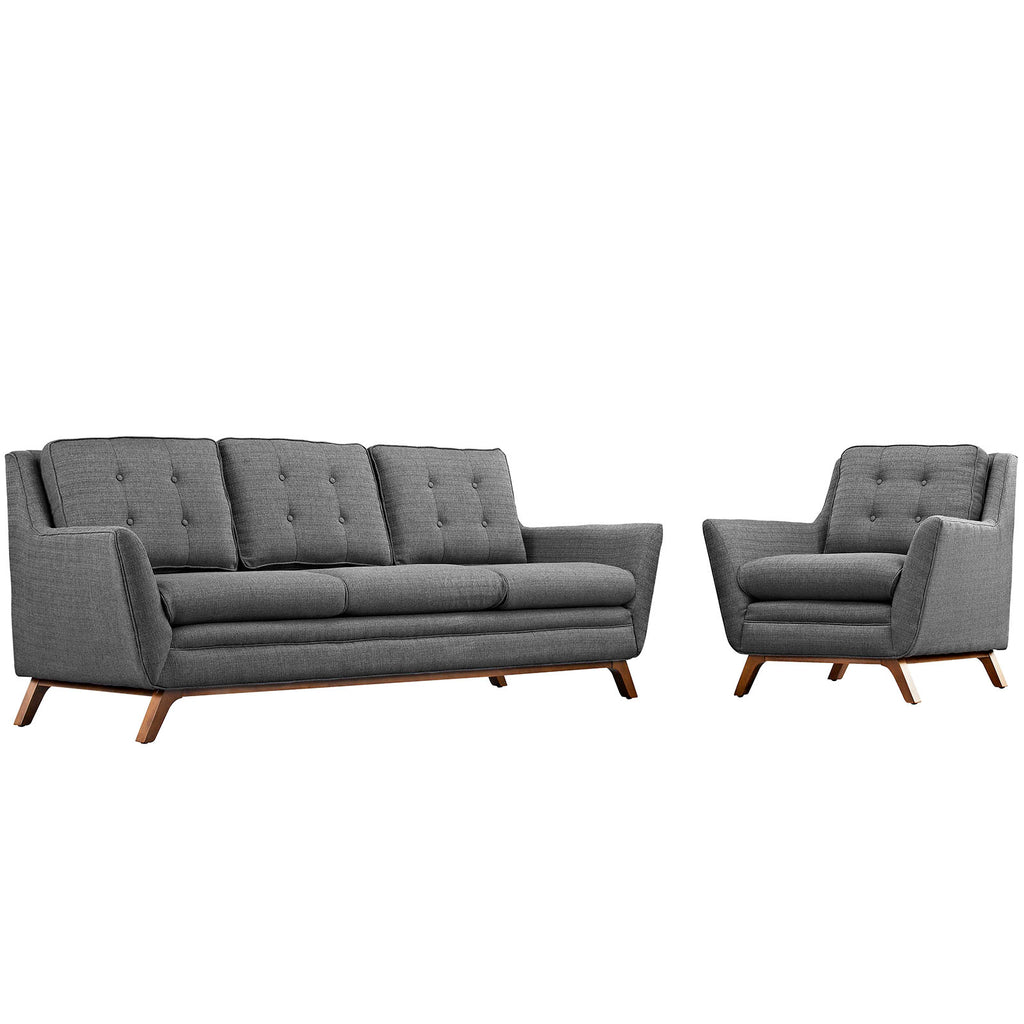 Beguile Living Room Set Upholstered Fabric Set of 2 in Gray-2