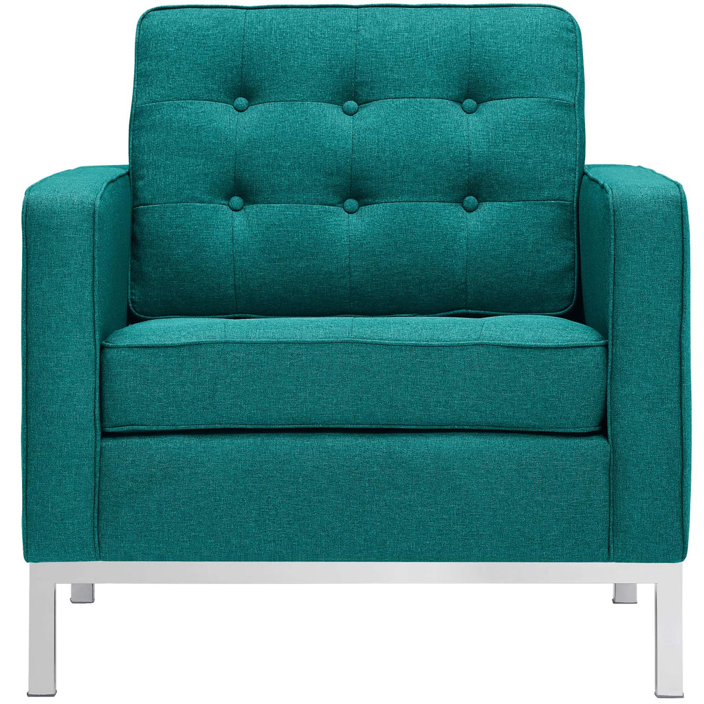 Loft Armchairs Upholstered Fabric Set of 2 in Teal