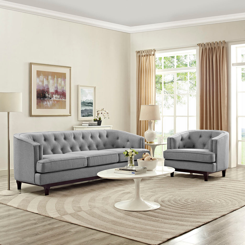 Coast Living Room Set Set of 2 in Light Gray