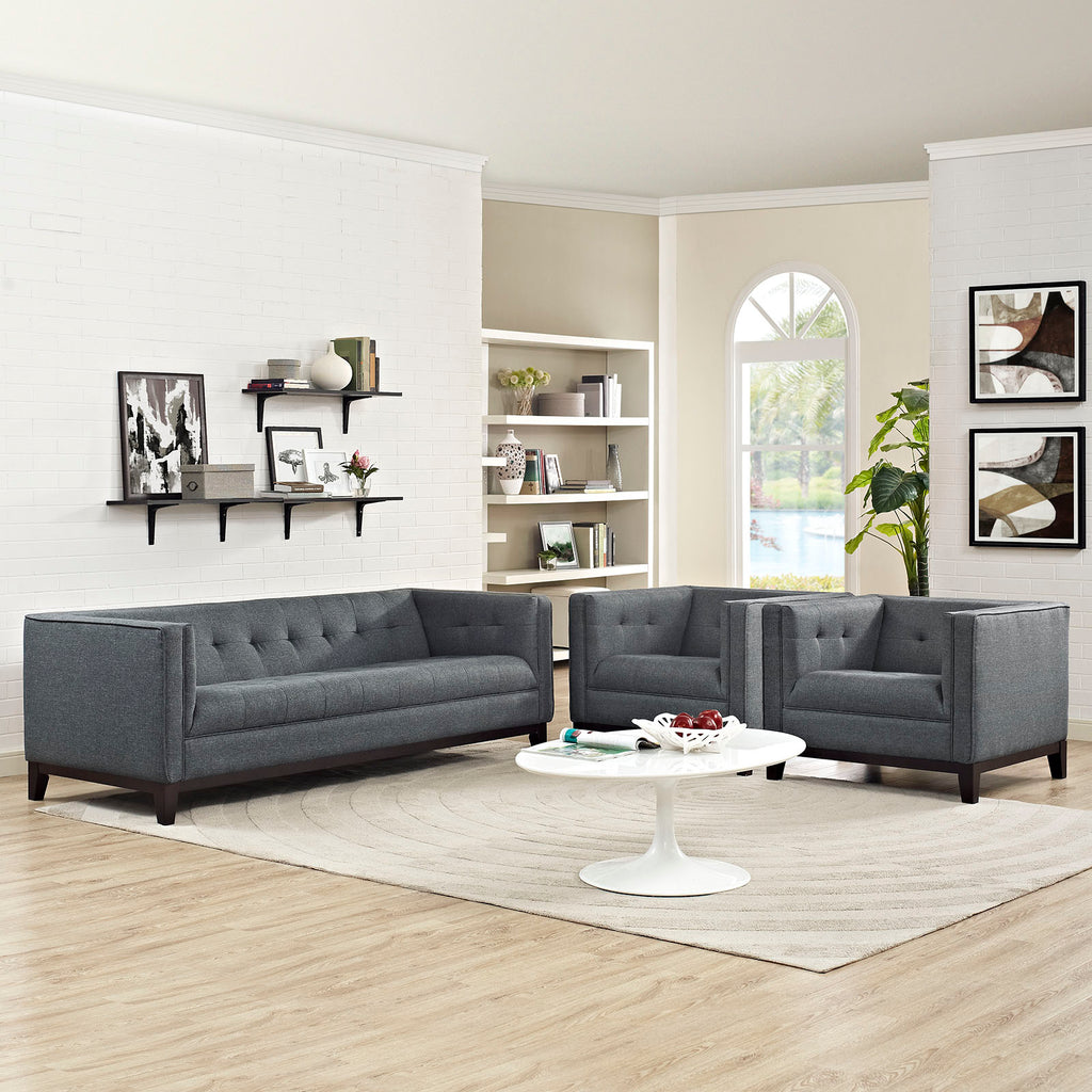 Serve Living Room Set Set of 3 in Gray