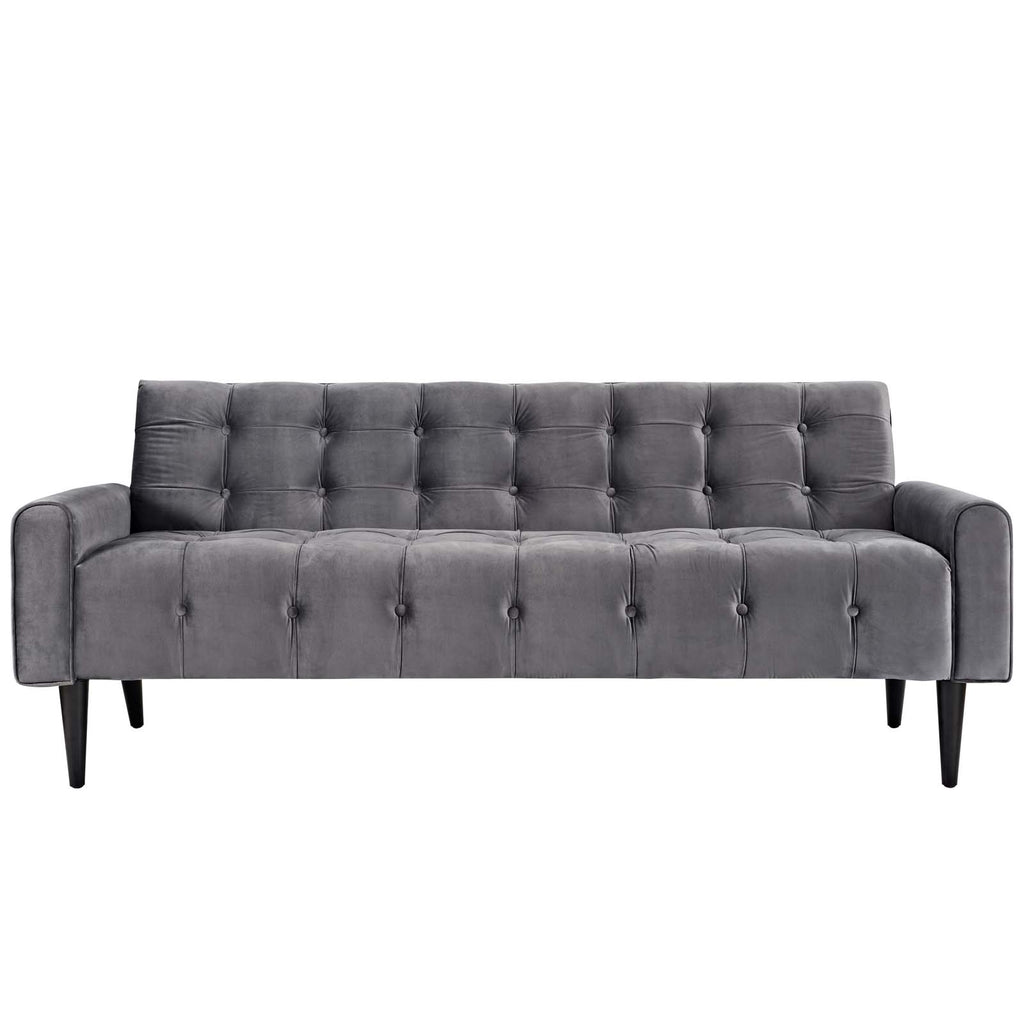 Delve Performance Velvet Sofa in Gray