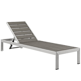 Shore Chaise Outdoor Patio Aluminum Set of 2 in Silver Gray-3