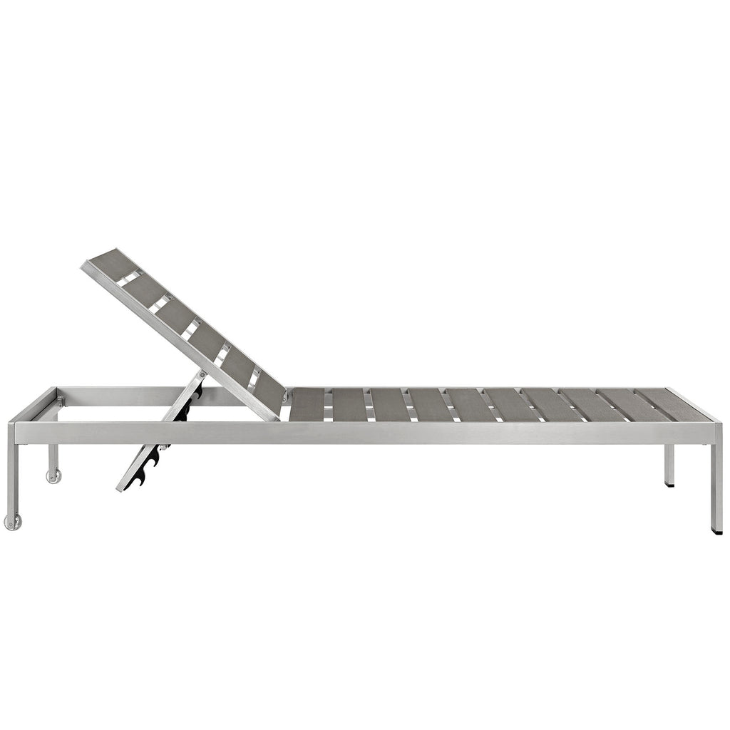 Shore Chaise Outdoor Patio Aluminum Set of 4 in Silver Gray-3