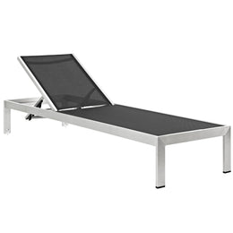 Shore Chaise Outdoor Patio Aluminum Set of 2 in Silver Black