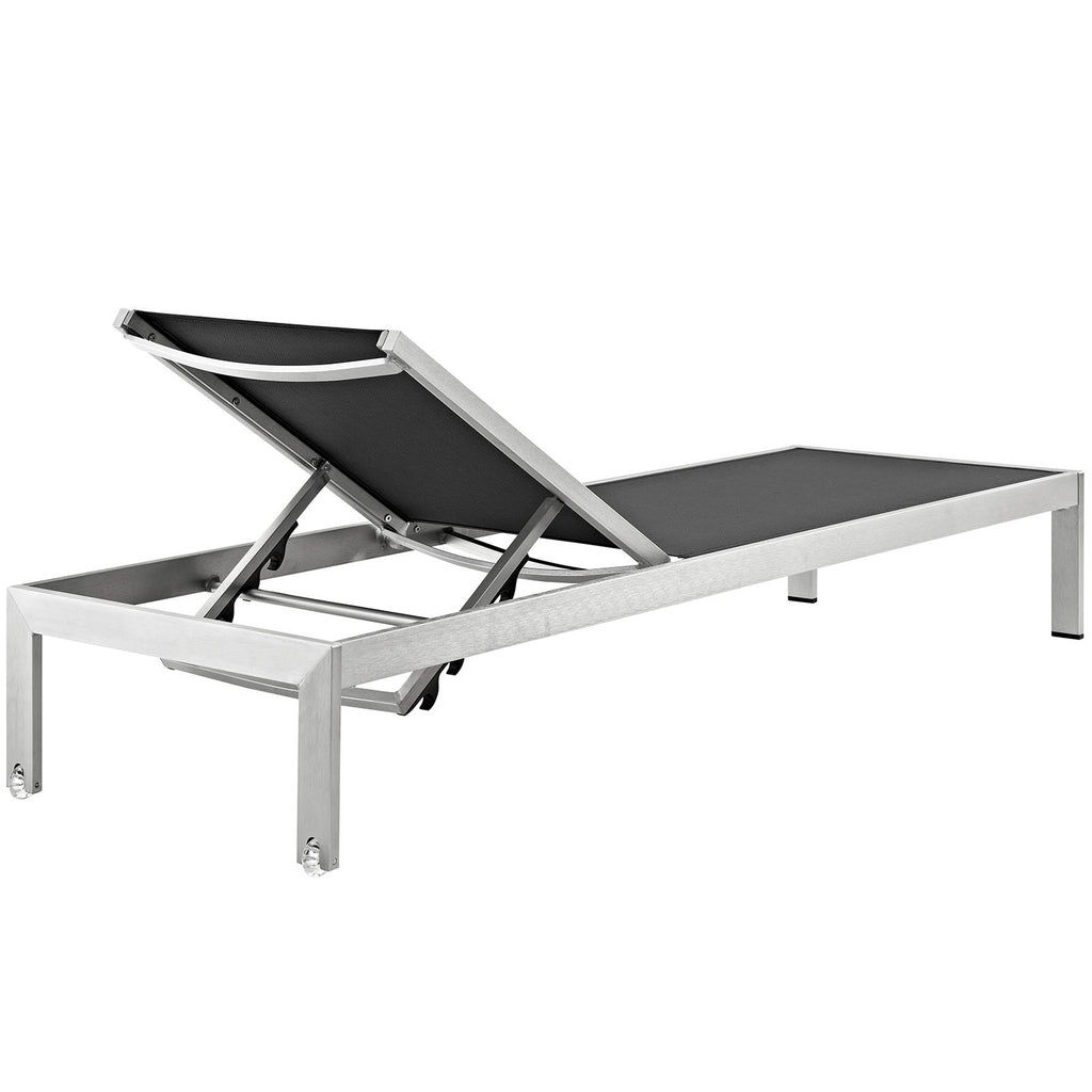 Shore Chaise Outdoor Patio Aluminum Set of 2 in Silver Black