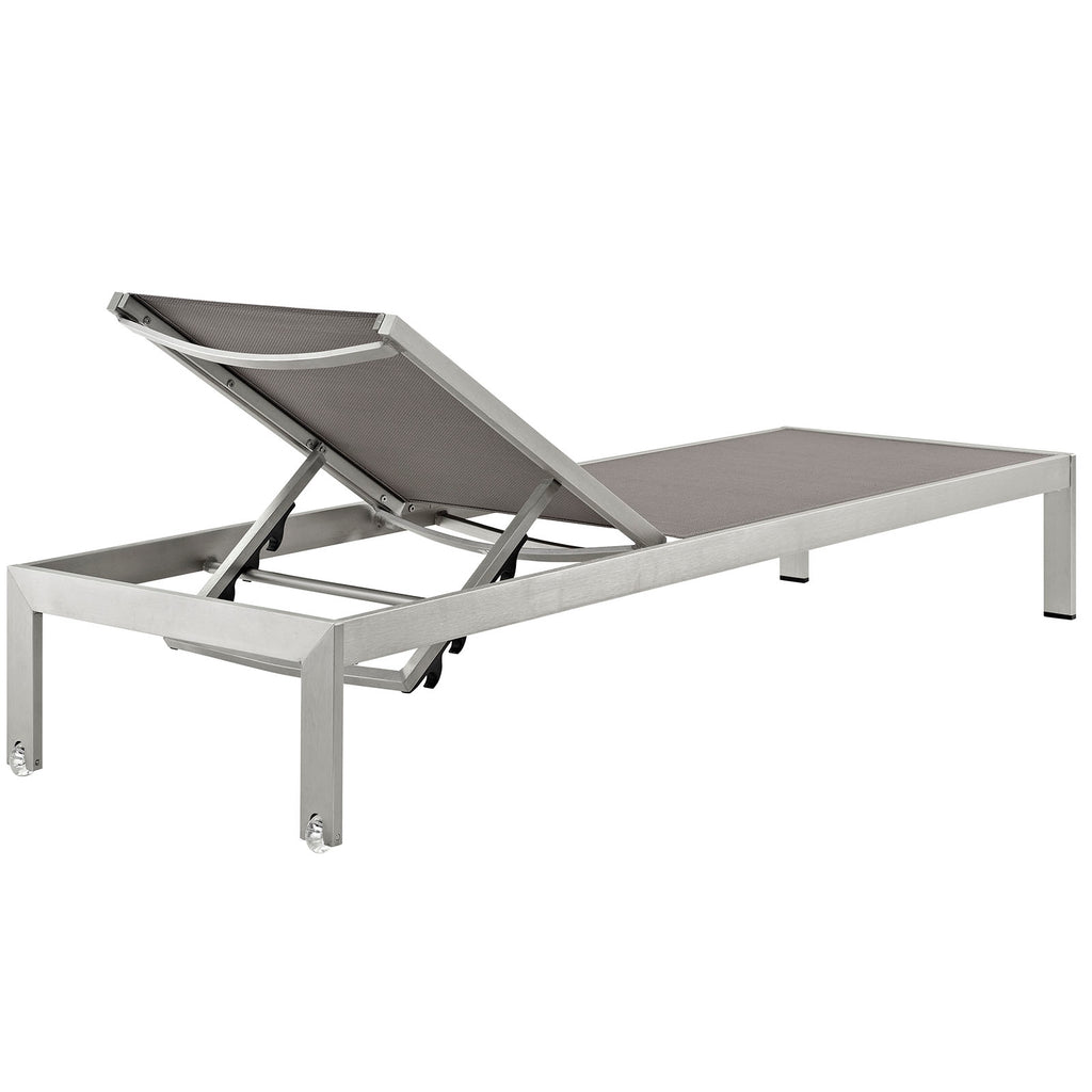 Shore Chaise Outdoor Patio Aluminum Set of 2 in Silver Gray-2