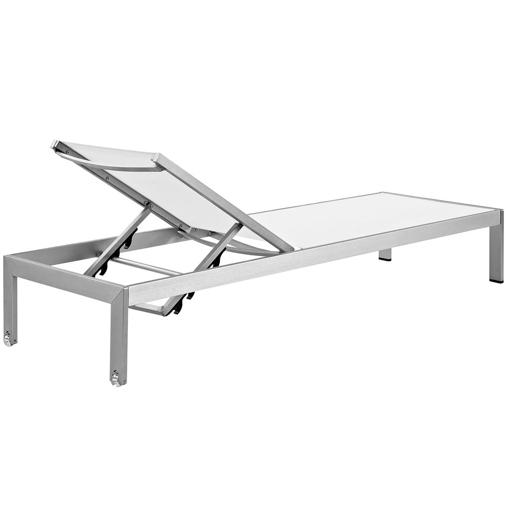 Shore Chaise Outdoor Patio Aluminum Set of 2 in Silver White