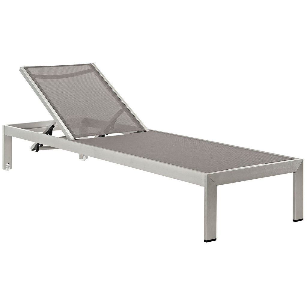Shore Chaise Outdoor Patio Aluminum Set of 4 in Silver Gray-2