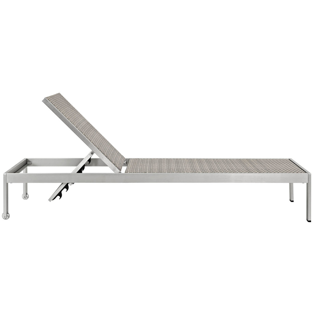 Shore Chaise Outdoor Patio Aluminum Set of 2 in Silver Gray-1