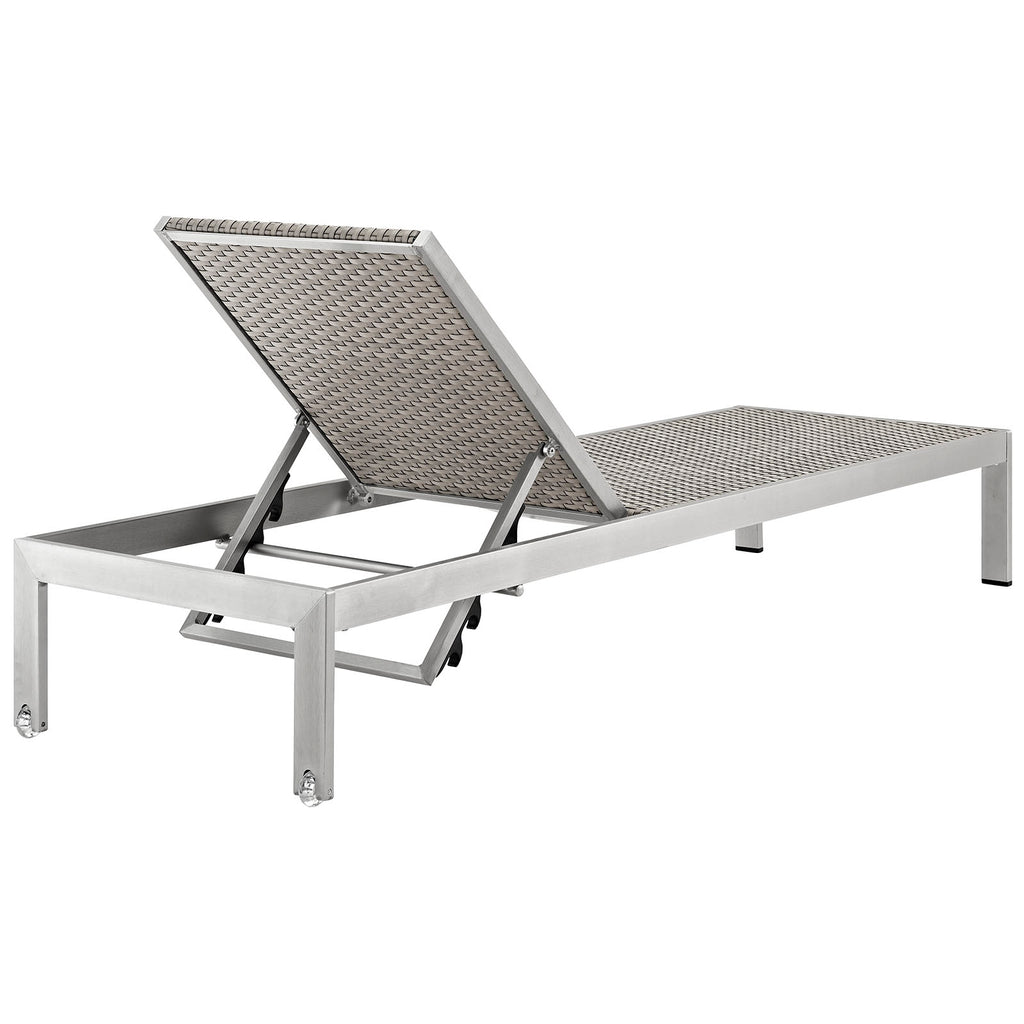 Shore Chaise Outdoor Patio Aluminum Set of 4 in Silver Gray-1
