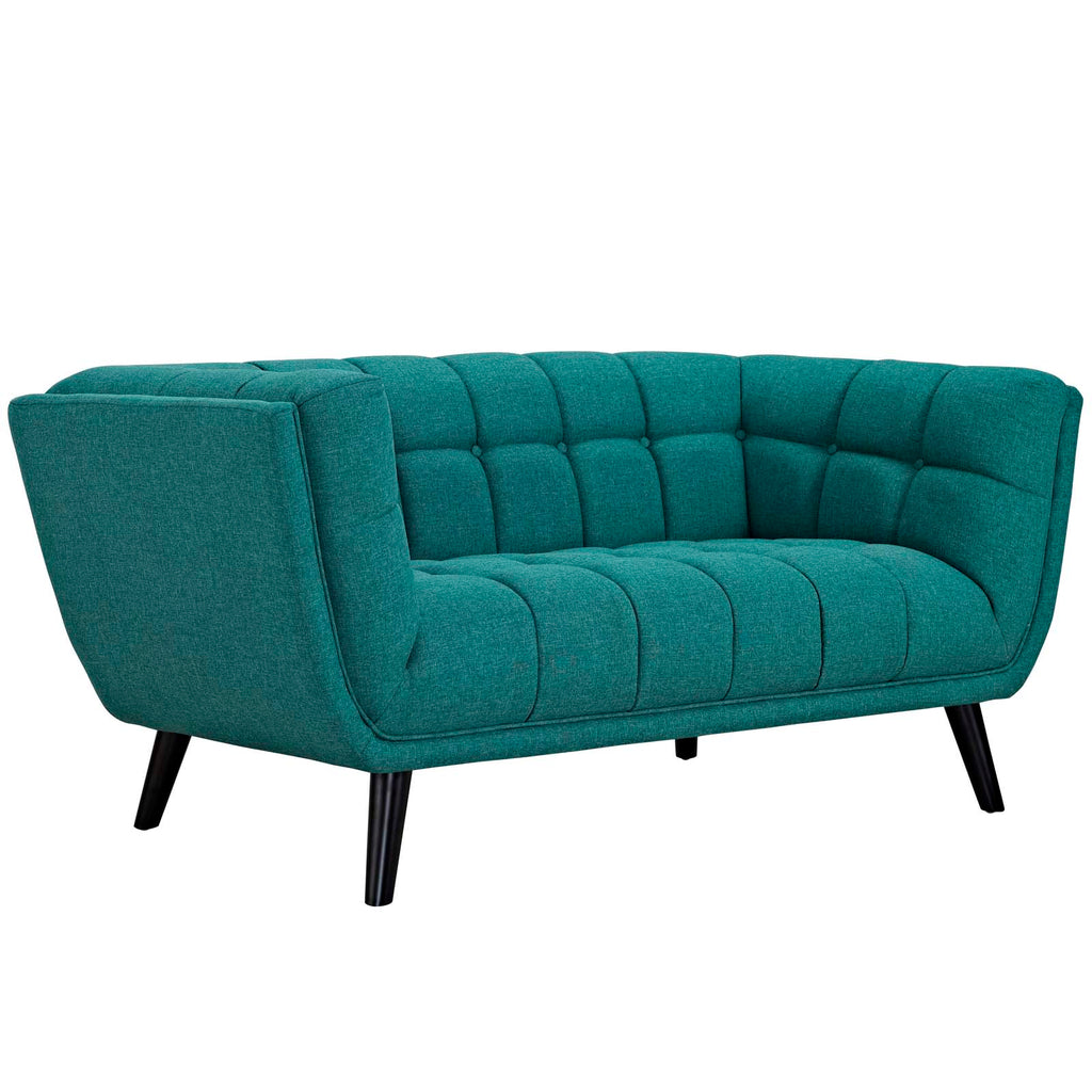 Bestow Upholstered Fabric Loveseat in Teal