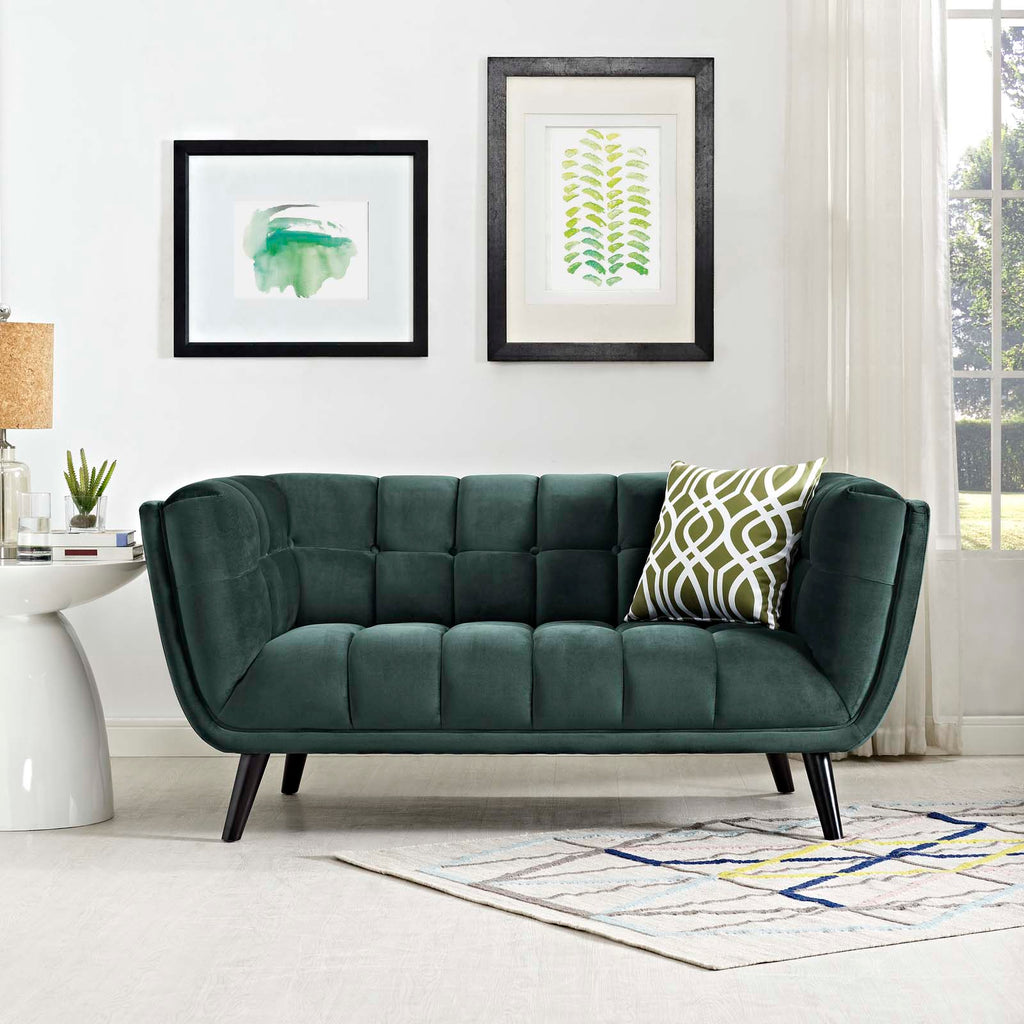 Bestow Performance Velvet Loveseat in Green