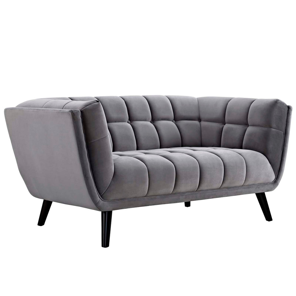 Bestow Performance Velvet Loveseat in Gray