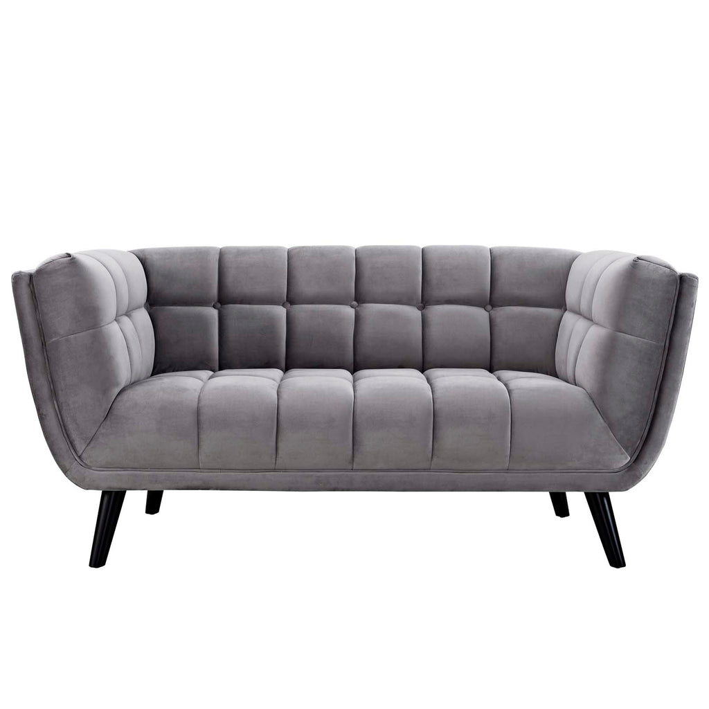 Bestow Performance Velvet Loveseat in Gray