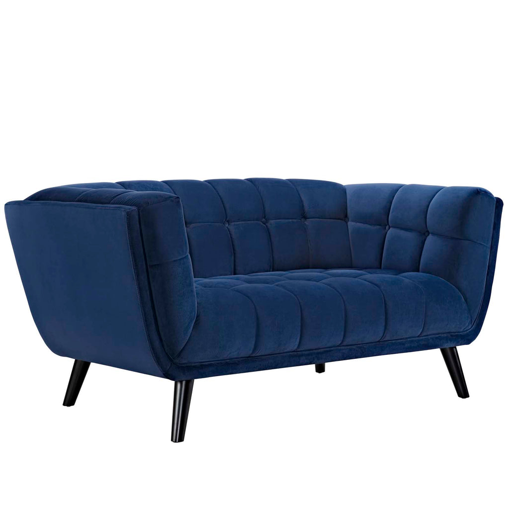 Bestow Performance Velvet Loveseat in Navy