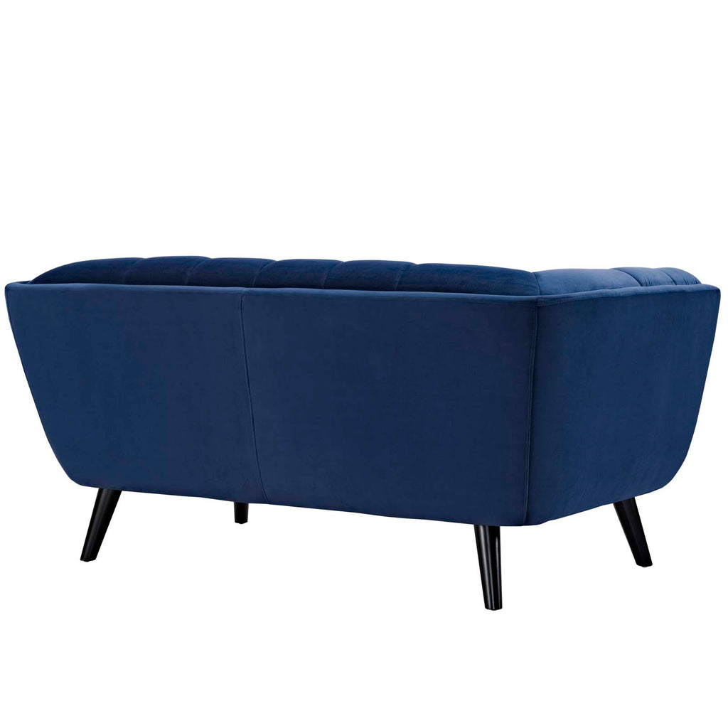 Bestow Performance Velvet Loveseat in Navy