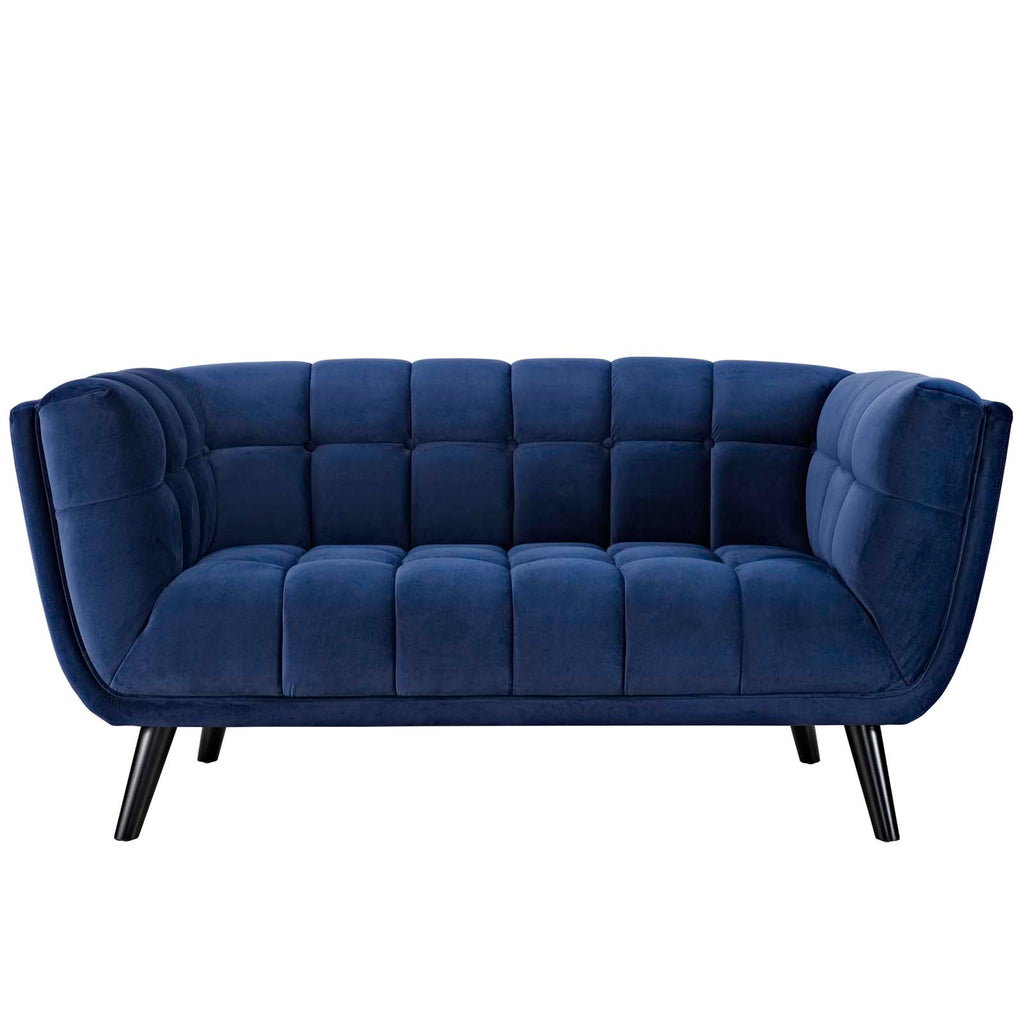 Bestow Performance Velvet Loveseat in Navy