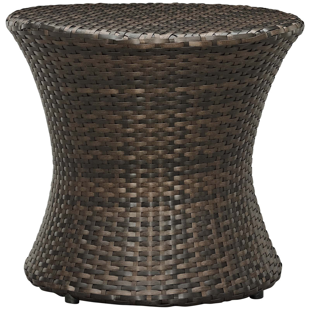Stage Round Outdoor Patio Side Table in Brown