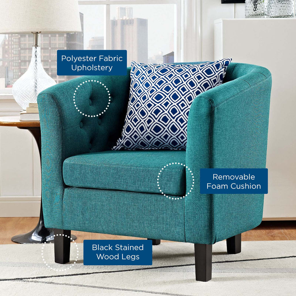 Prospect Upholstered Fabric Armchair in Teal